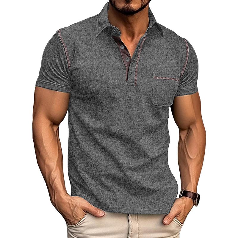 Pánské letní polokošile s krátkým rukávem odvod vlhkosti Ležérní košile s límečkem Golfová trička Lehká pánská polokošile Slim Fit s knoflíky