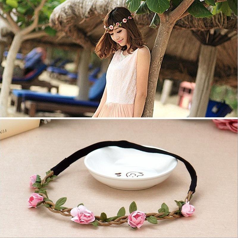 Hippie Love Flower Garland Crown Festival Wedding Hair Wreath BOHO Floral Headband