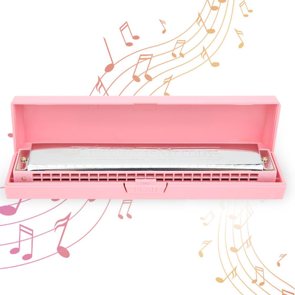 Professionelle Mundharmonika Diatonische Harp C-Dur Edelstahl-Deckplatte 24?HolePink