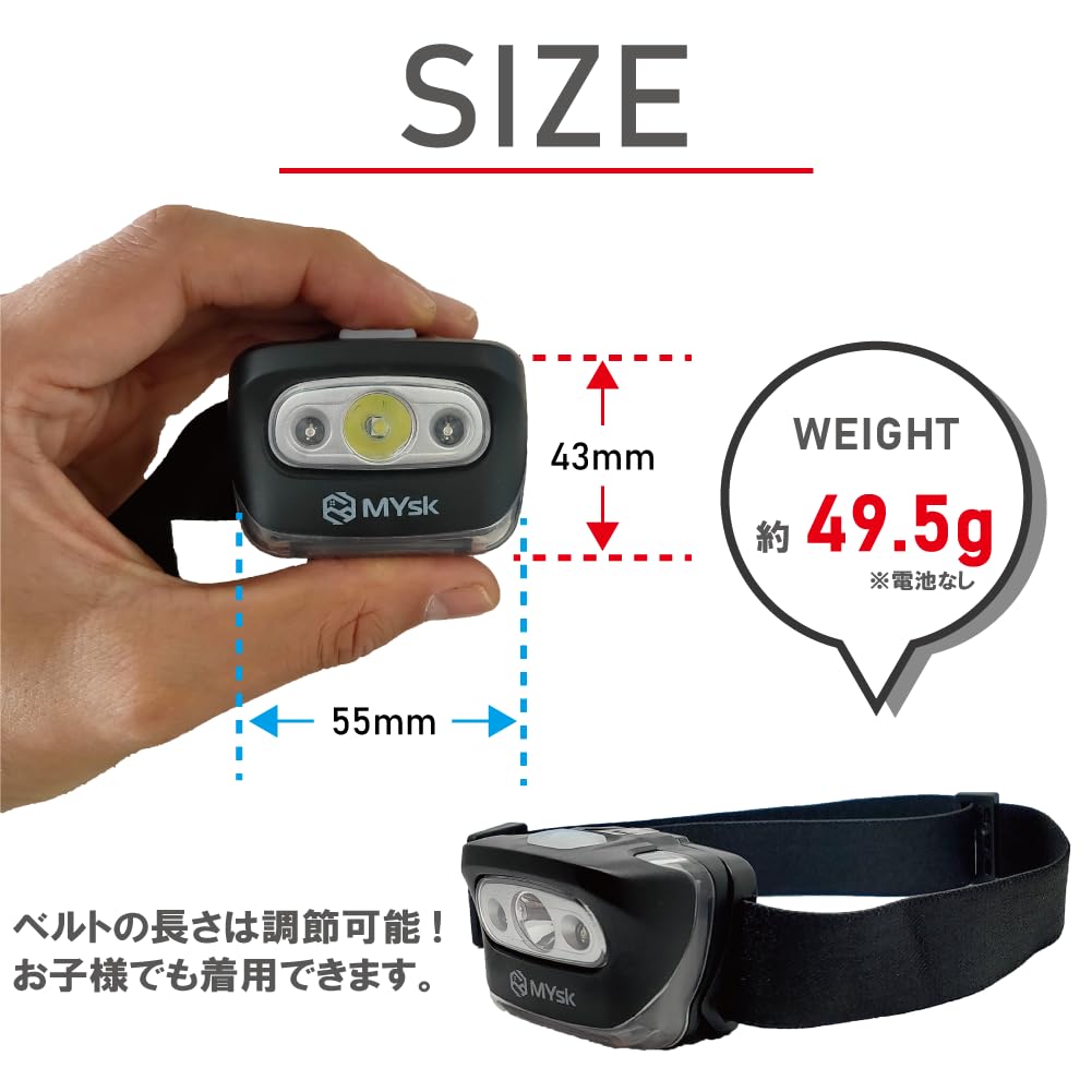 MYsk UV Headlamp In Lumens Hours of Dustproof and Integrated UV Requires 3 AAA [Designed Japan, 5-200 Brightness, 4-36 Operation, Water-Resistant,