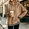 Women's Long Sleeve Striped Sweatshirt Casual Loose Fit Two Piece Look Top