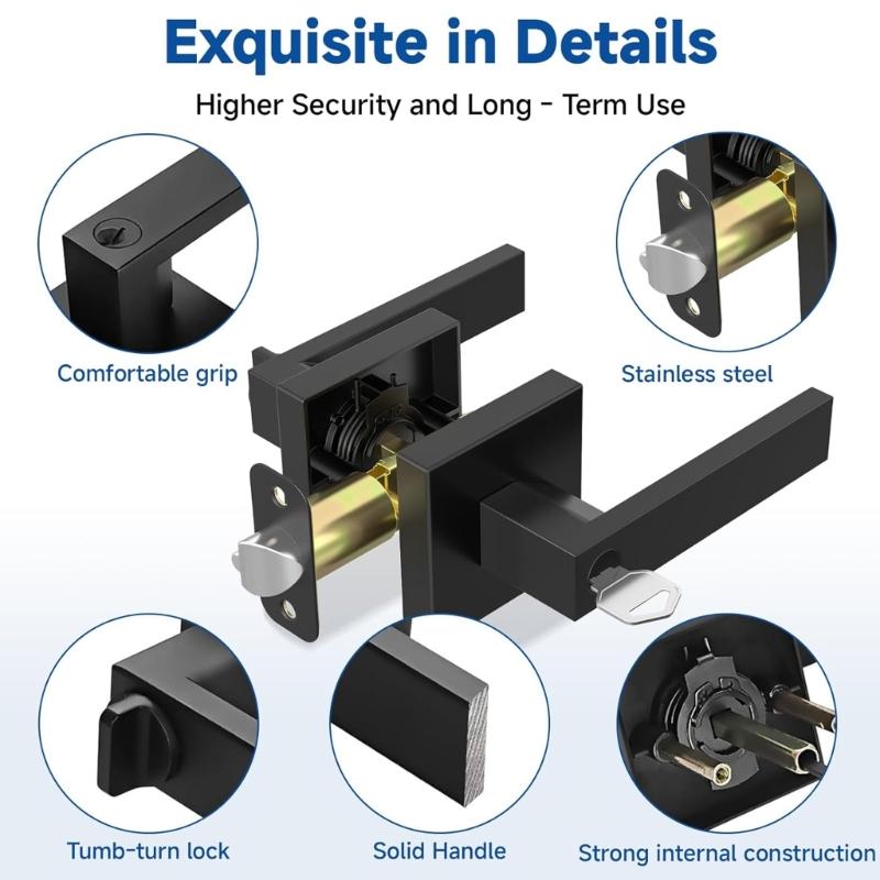 Waterproof and AntiRust Door Handle Lock Security Door Lever Handle Lock Entry Door Handle with Lock and Key Enduring