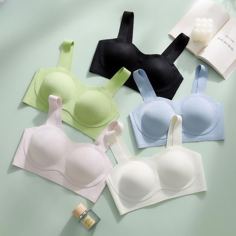 Sommer Einteiler Nicht abfärbende Unterwäsche Damen BHs Dünne Sektion Push-up Ohne Bügel BH Rücken Raffung