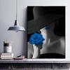 Modern Wall Art Canvas Painting Blue Lips Elegant Woman Poster Print Black and White Picture Home Room Decoration
