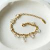 European Multi-layer 18K Gold-Plated Titanium Steel Bracelet with Star, Sun, and Heart Stone Tassels