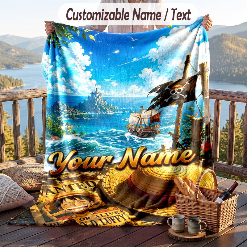 Personalized Flannel Throw Blanket,One Piece Custom Printed Name, Cozy Plush Blanket For Home Use