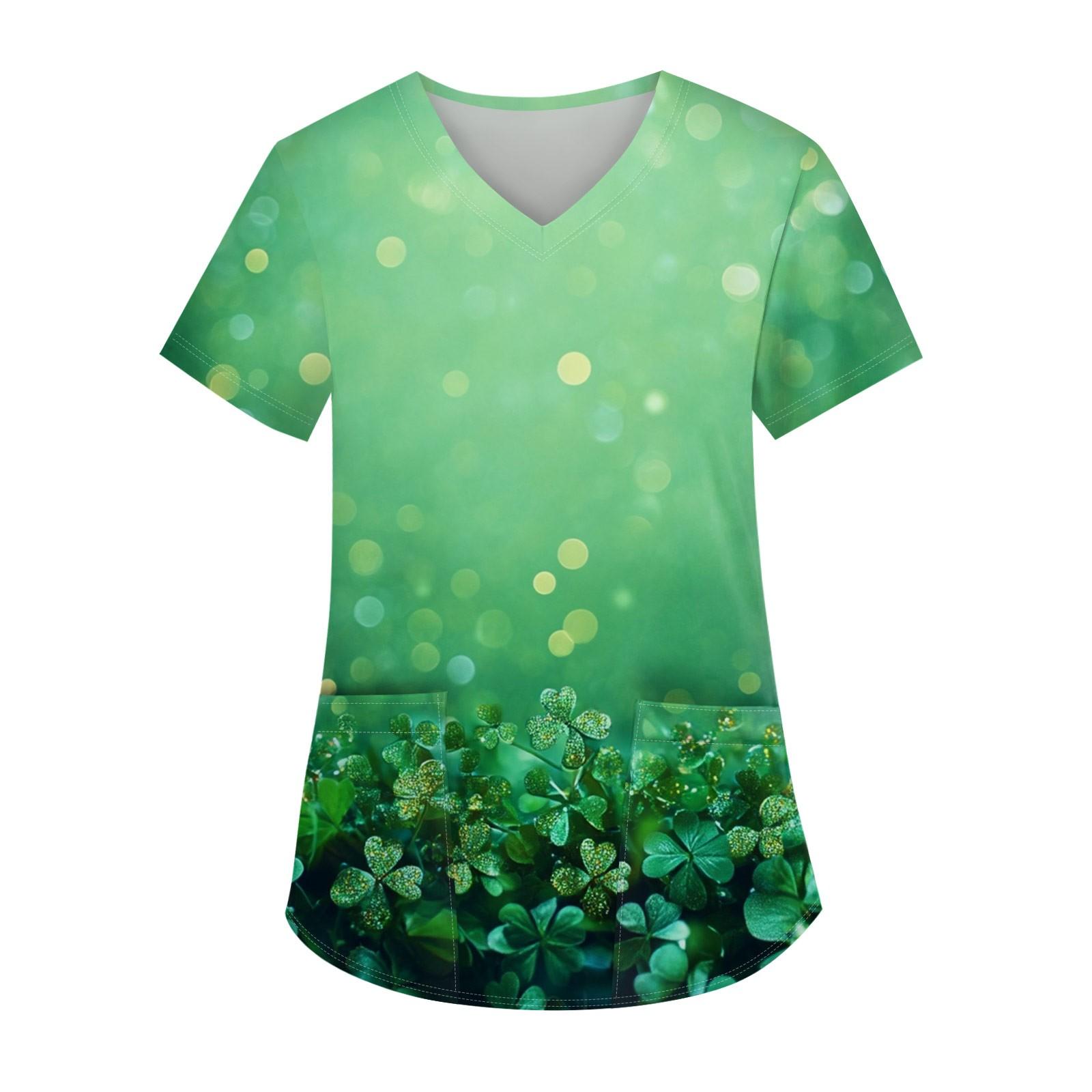 

Женская мода с v-образным вырезом, короткими рукавами и карманами, топы с принтом L армия зеленый