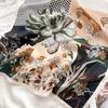 Women's Korean Style Retro Printed Imitation Silk Scarf for Professional and Casual Use