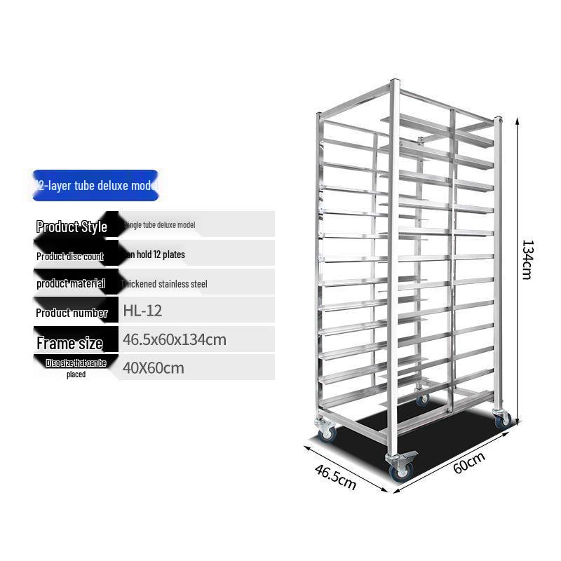 Stainless Steel Baking Pan Shelf Cart with Racks for Cakes, Bread, and Refrigerator Trays