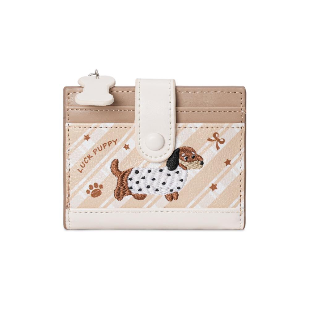 

Purse Card Bag Ultra Thin PU Leather Card Holder Casual Embroidery Sausage Dog Wallet Men Style 1