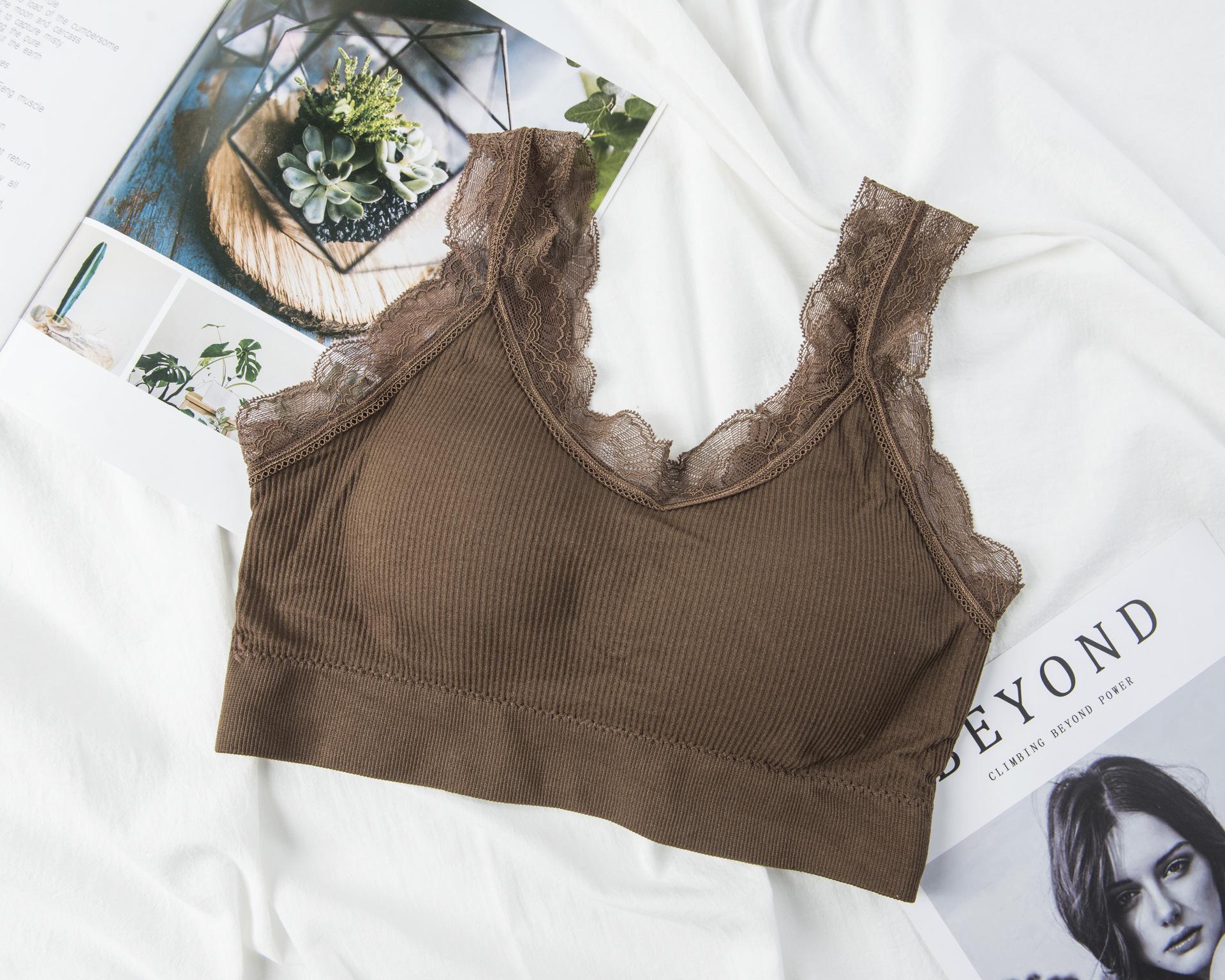 

Маленький медвежонок Кружевной бюстгальтер для йоги без бретелек: Защита от солнца, Красивый дизайн спины One Size