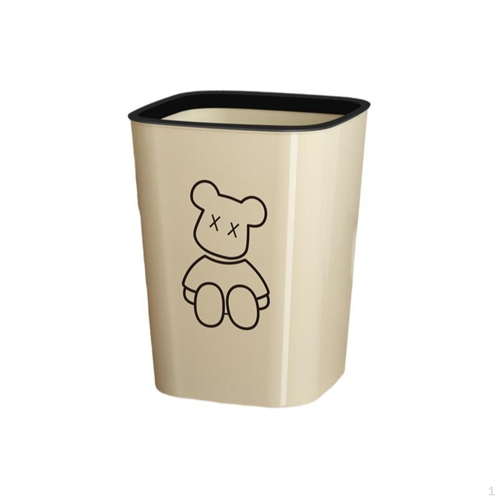 Trash Can, Large Capacity, Sleek Contemporary Waste Bin, Bathroom, Kitchen, Bedroom Beige Bear S