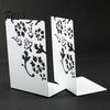 Compact Bookend 2PCS Metal Bookends, L-Shaped Reinforced Support Book Holder, with Non-Slip Large Capacity Holder Pads, Hollow Floral Design