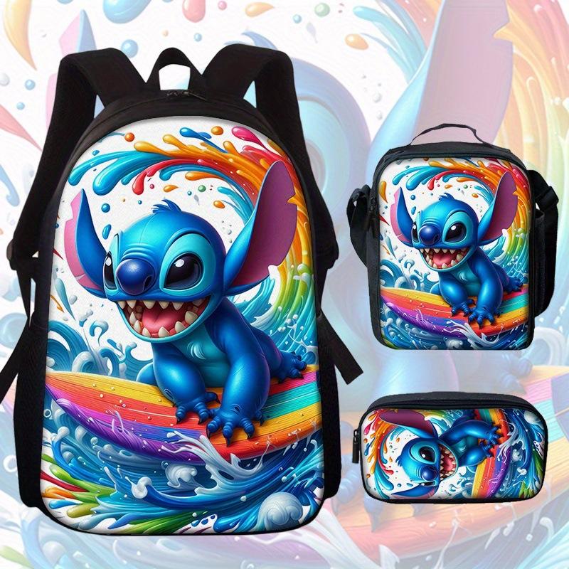 Stitc Schoolbag, Primary And Secondary School Student Backpack, Satchel, Pencil Case, Three-Piece Set, Animation Cartoon