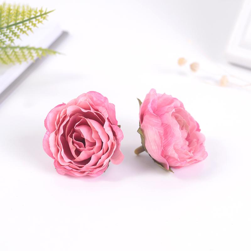 5/10PCs Rose Artificial Flowers 5CM Fake Flowers for Home Room Decor Garden Wedding Marriage Decoration DIY Gifts Accessories