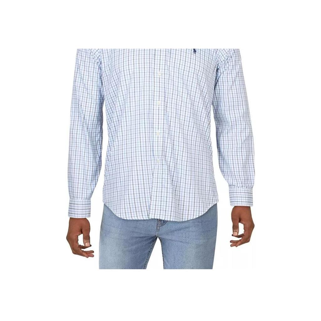 Polo Ralph Lauren Plaid Print Button-Down Long Sleeve Shirt Men shirts Light-Blue 710900549-001