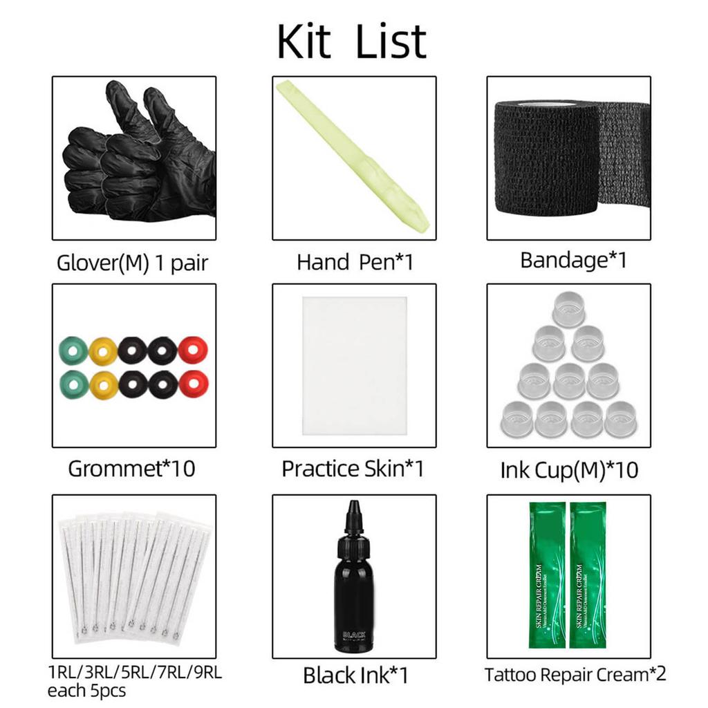 Hand Stick Tattoo Kit   Tattoo Benodigdheden Inkt Handschoenen Inkt Doos Tattoo Naalden Set 1RLCelsius3RLCelsius5RLCelsius7RLCelsius9RL Oefenhuid Tattoo