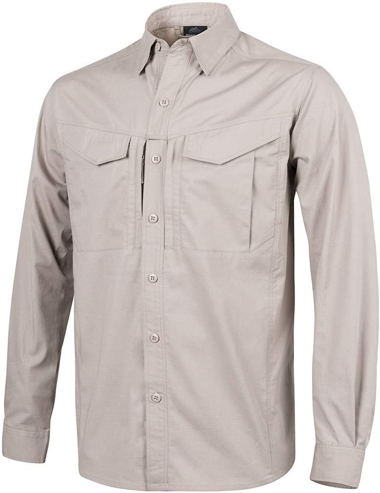 Helicon-Tex Men's Defender MK2 Tactical Shirt, Long Sleeve, Military/Outdoor Use (L, Khaki)