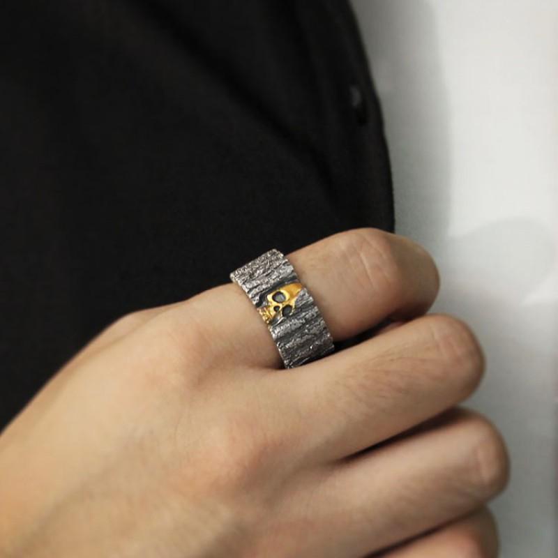 Adjustable Skull Ring Men Women Vintage Punk Gothic Style Plated Open Band Statement Jewelry