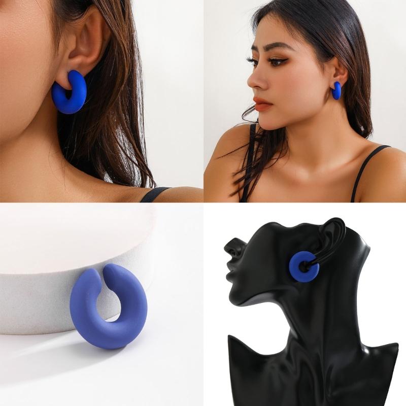 Modischer Leichter Ohrklemme Runder Kreis Clip-Ohrringe Nicht-Piercing Knorpel Hoop Ohrring Statement Schmuck Unisex