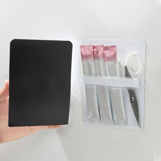 Magnetische Aufbewahrungstasche, transparent, ohne Bohren, abnehmbar, robust, Kühlschrank, Mikrowelle, seitlicher Aufbewahrungsbehälter, Organizer, Halter, Küchenbedarf