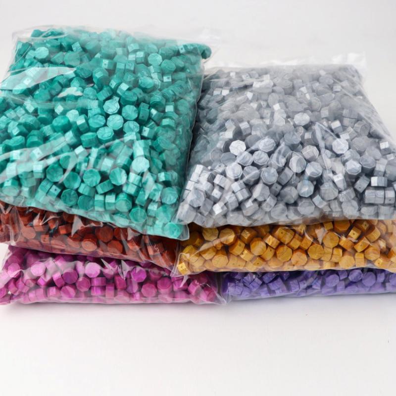 500g Bags of Octagonal Fire Paint Seal Wax Particles Student Handmade DIY Envelope Seal Pearlescent Color Retro Wax