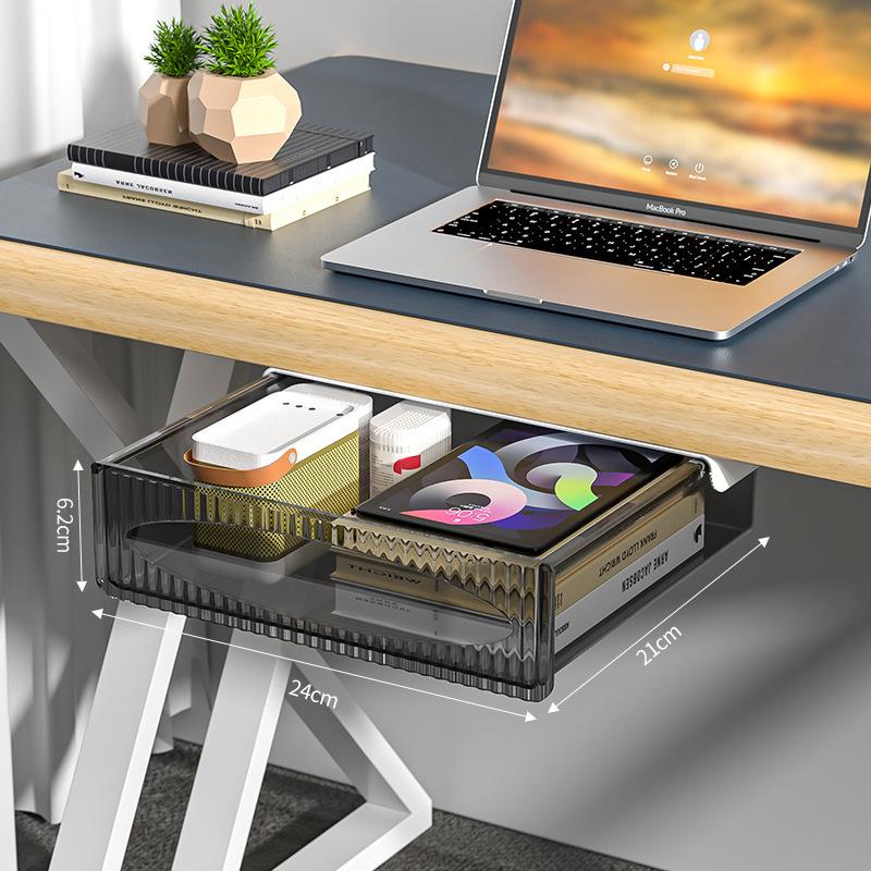 Under Table Hidden Drawer Storage Box with SelfAdhesive Mount Large Capacity Office Desk Organizer for Supplies Files Stationery