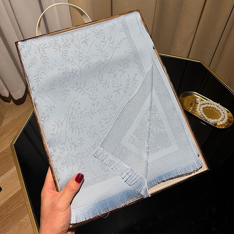 Spring And Summer Long Scarf Shawl Imitation Silk Scarf Women'S Fashion Versatile Travel Beach Scarf Shawl Tencel Cotton Gold Silk Scarf