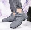 Unisex Plush Snow Boots Waterproof Cotton Shoes Couple Winter Outdoor Walking Ankle Boots Anti-slip Fur-lined Hiking Shoes