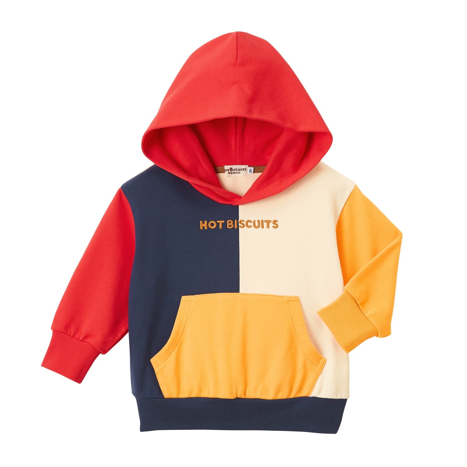 

MIKIHOUSE HOT BISCUITS Hoodie for Boys and Girls, Red and Navy, Size 110cm, 70-5601-494