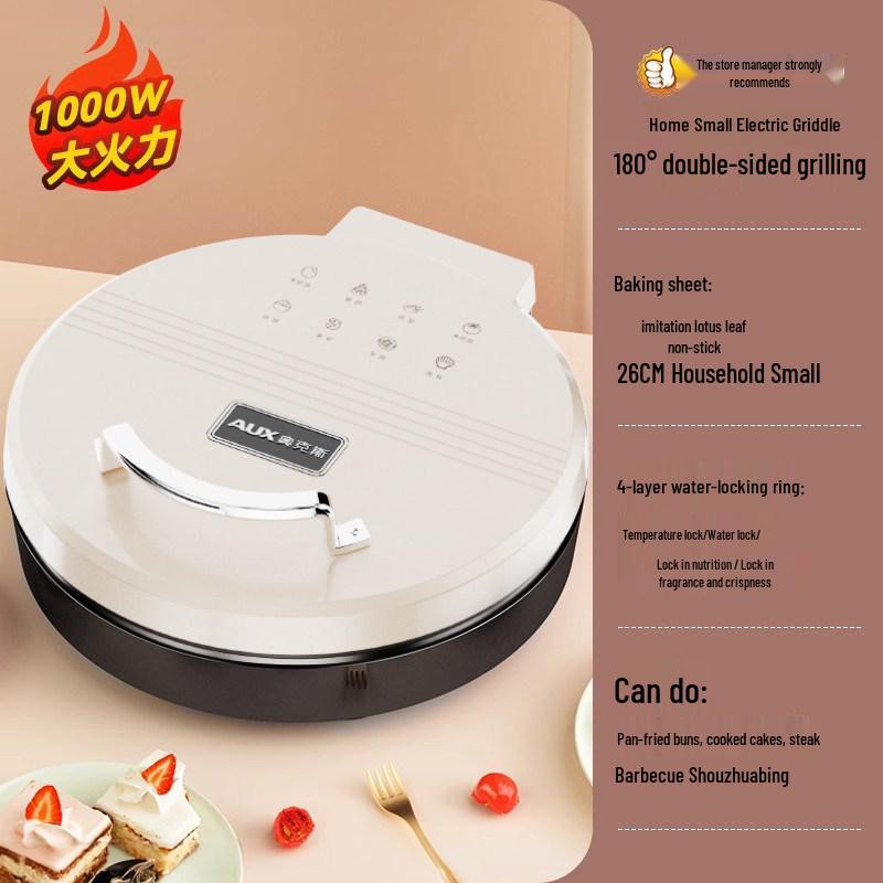 Bistecchiera Elettrica con Riscaldamento a Doppia Faccia e Spegnimento Automatico per Pancake e Crêpes