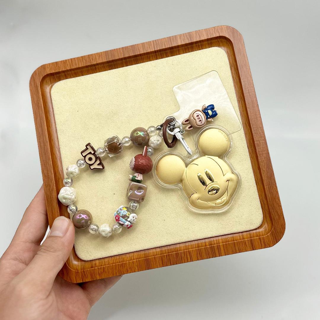 

Mickey Mouse 999 Pure Gold Mobile Keychain Pendant - Cute Cartoon Souvenir Charm