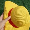 Anime One Piece Luffy Straw Hat Monkey D Luffy Adult Cosplay Weave Yellow Straw Hat Beach Hats Halloween Party Costume Prop