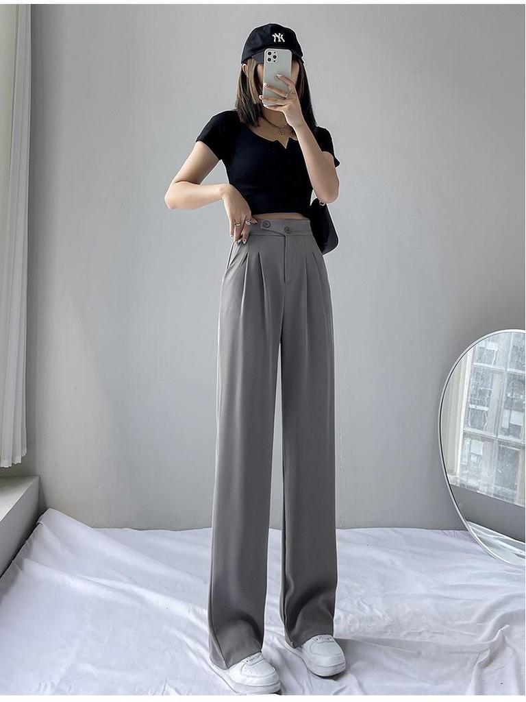 2024 High-Waisted Wide-Leg Slimming Drape Pants - Korean Style Spring/Summer Women's Fashion