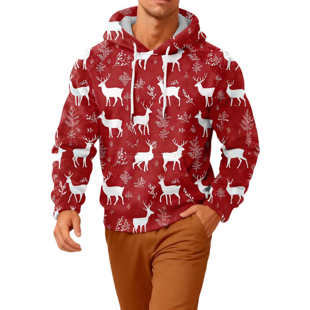 Men's Long-Sleeve Casual Flannel Hooded Sweatshirt