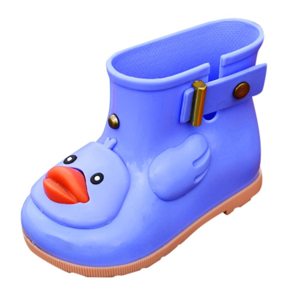 Toddler Infant Kid Children Baby Cartoon Duck Rubber Waterproof Boots Rain Shoes