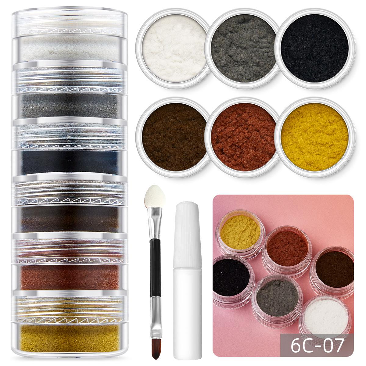 

Украшения для дизайна ногтей, разноцветные, 6 цветов, бархат, шерсть, плюш, пудра, флокированный клей, набор инструментов для самостоятельного создания украшений opp bag