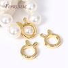 Brass Metal Through Hole Bead Frame Circle 18K Gold Plated Cat/Rabbit Shape Frame For Beads Spacer Connectors DIY Jewelry Making