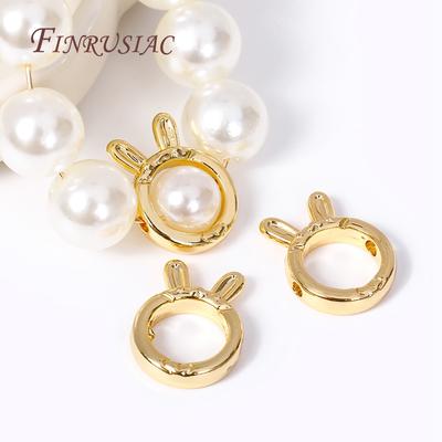 Brass Metal Through Hole Bead Frame Circle 18K Gold Plated Cat/Rabbit Shape Frame For Beads Spacer Connectors DIY Jewelry Making