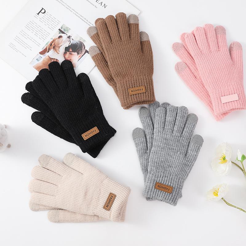 Fashion New Women Warm Thick Plush Knitted Gloves Useful Touch Screen Lady Autumn Winter Keep Warm Riding Skiing Outdoor Gloves