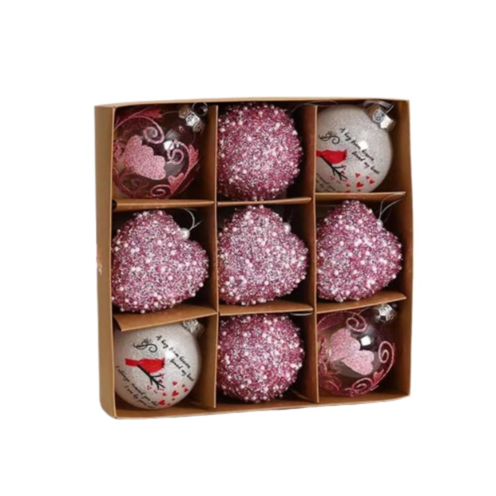 

12pcs Shatterproof Valentine s Day Balls Pendant Christmas Tree Ornaments Wedding Party Decorative розовый