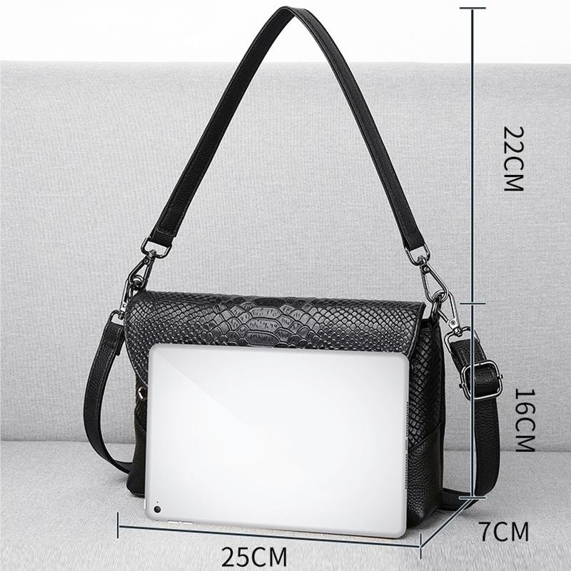 Unterarm Ledertasche für Damen, Geprägtes Schlangenmuster Erste Schicht Rindsleder Diagonale Umhängetasche Kleine Tasche, Damen Schulter Umhängetasche