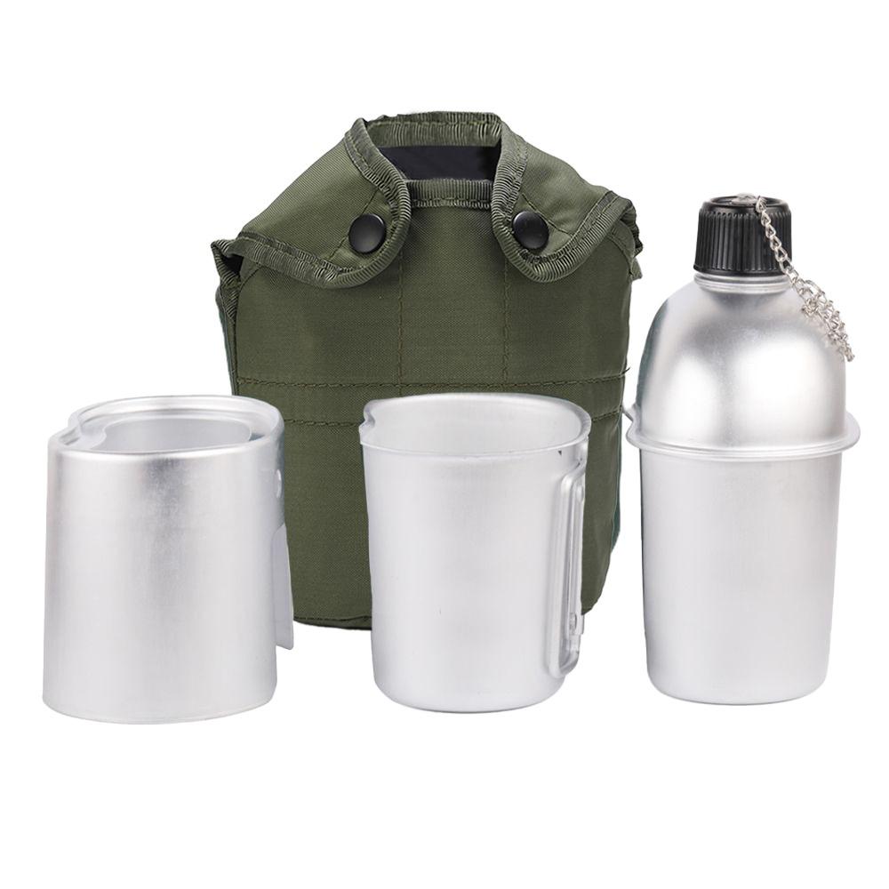 

3 in 1 Military Hiking with Cover Bag Lunch Box Camping Cup Kit Cookware Set Wood Stove Canteen Cup 1