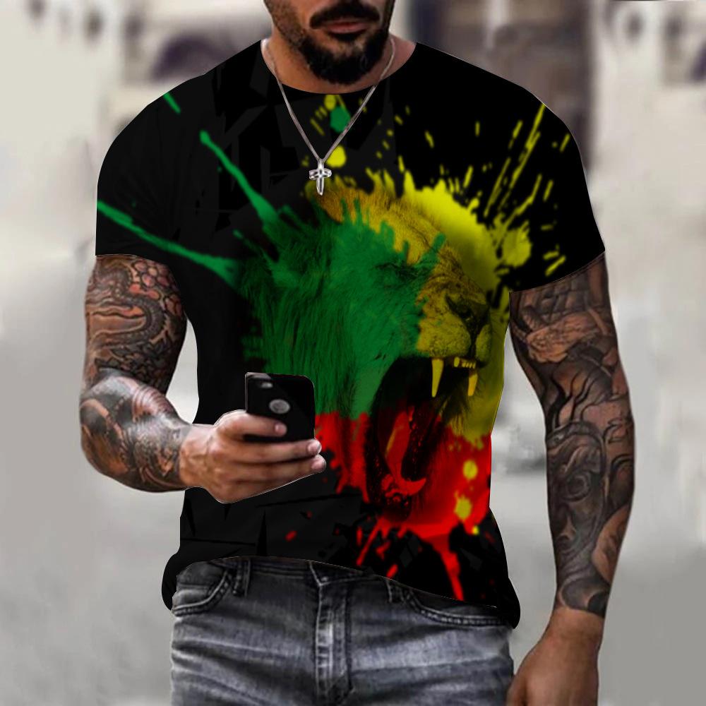 New 3D T-shirt Loose Men's and Women's Short Sleeved Animal Print Plus Size T-shirt Short Sleeved Top