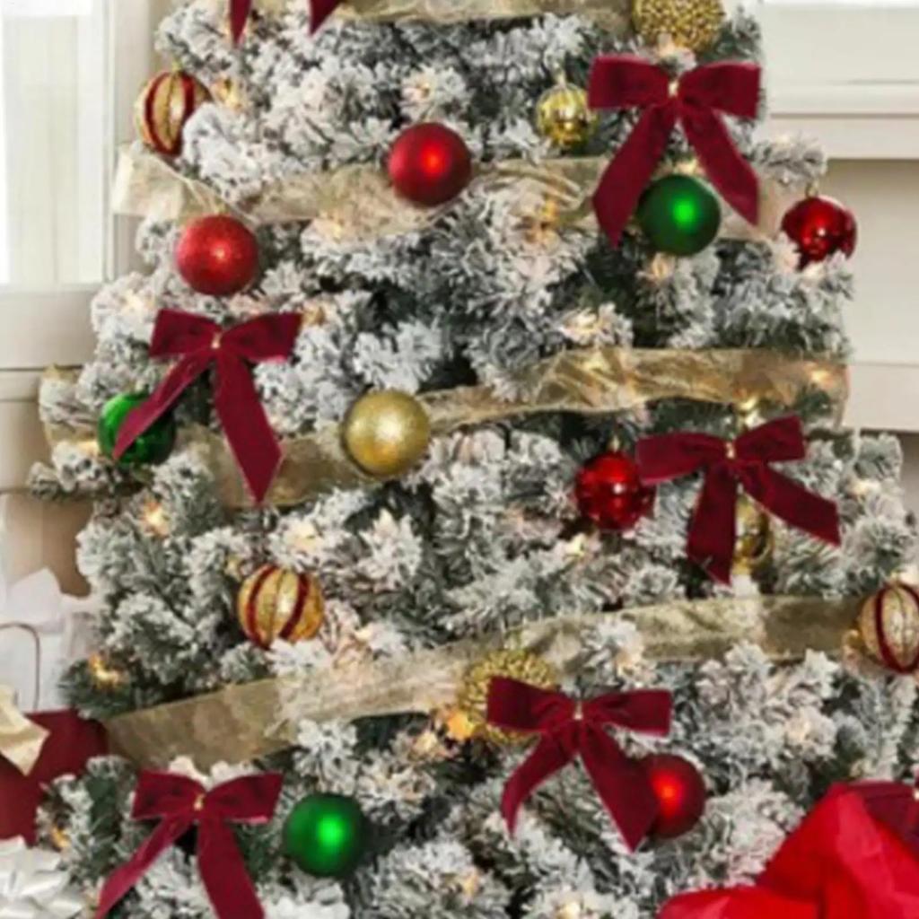 25pcs Multifunctional Small Red Velvet Christmas Bows with Cable Tie Rustic Garland Ornament Textured Christmas Tree Bows Wreath
