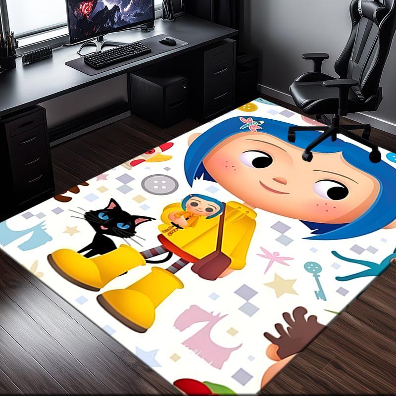Mystery Coraline's World Rug Office Carpet Non-Slip Mat, Chair Rug Floor Covering for Gaming, Bedroom, Living Room , Home Decor Christmas Gift
