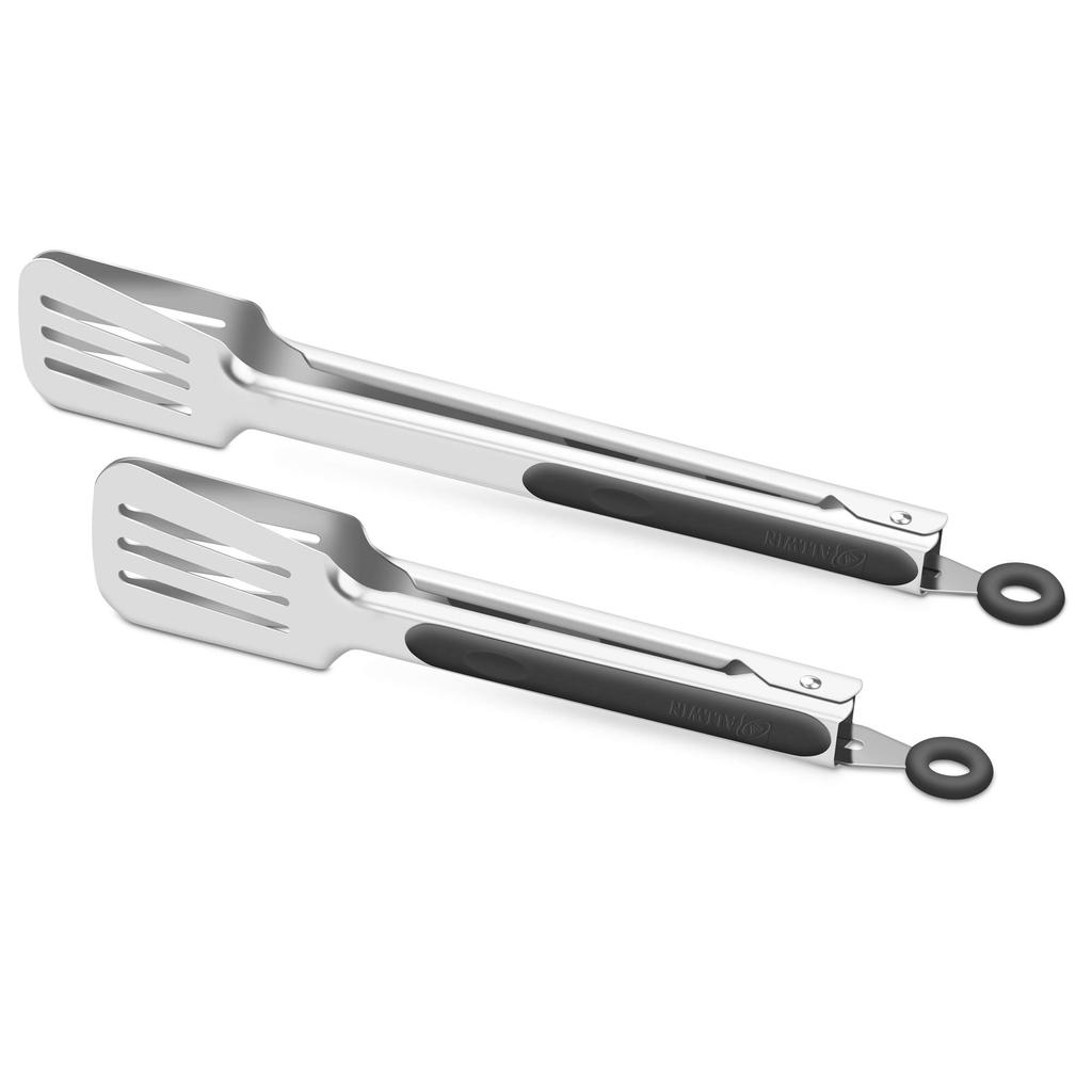 1 stainless steel barbecue tongs - non-slip long handle, suitable for grilling, baking, salads, and ice cubes, kitchen utensils
