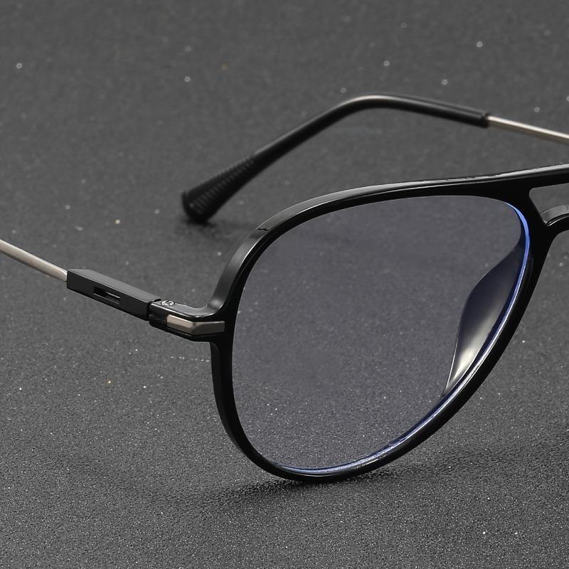 Classic Pilot Fashion Glasses - Double Bridge, Flat Top Design with PC Lenses for Men & Women Anti Blue Light