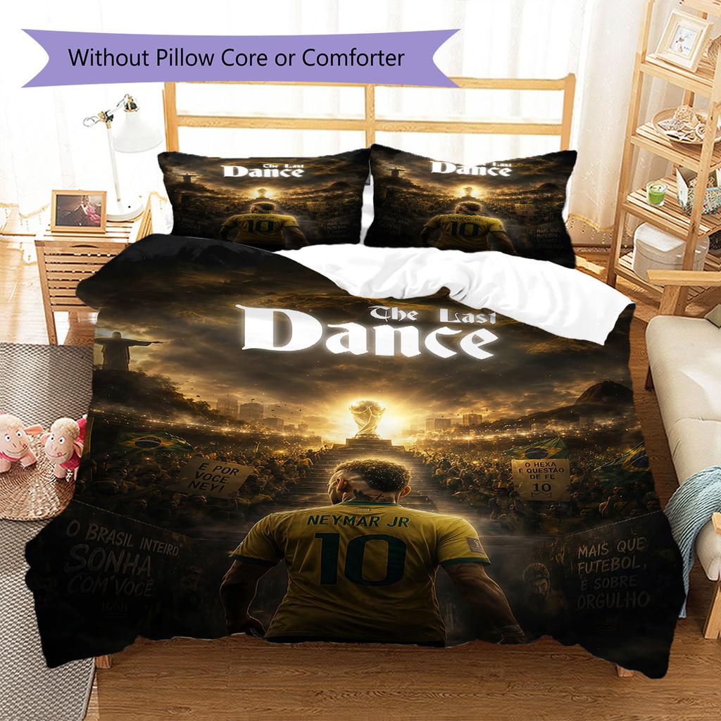Neymar Pattern Bedding,Quilt Set Quilt Cover Pillowcase Home Birthday Gift(1 * duvet cover + 2 * pillowcase, without core)