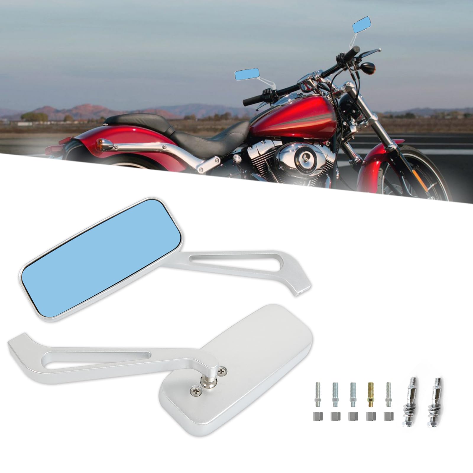 

Motorcycle Mirror Universal Rectangle Rear View Side Mirror 8mm 10mm Silver Mirror Convex Mirror серебряный